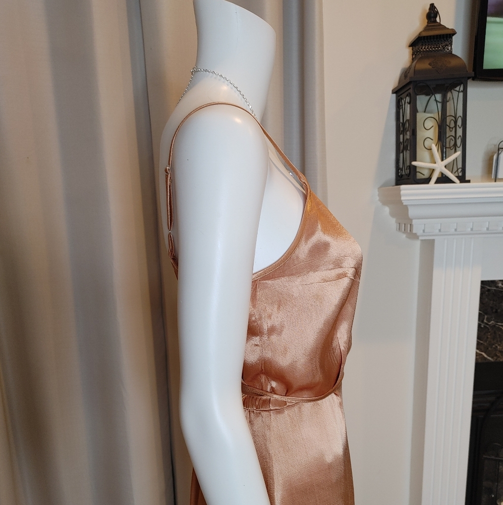 Wayf Teagan Satin Maxi Rose Gold Wrap Dress, Rose Gold L - Picture 6 of 14